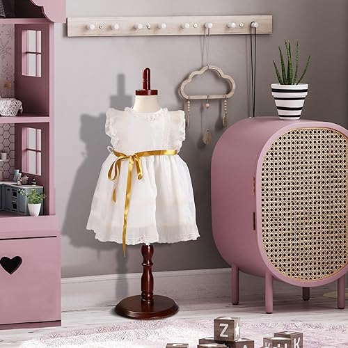 Miniatura 5 de Bonnlo Forma de vestido para niños mejorada, 2-3 años, 3-4 años de edad, torse de maniquí para niños pequeños con soporte de madera de goma