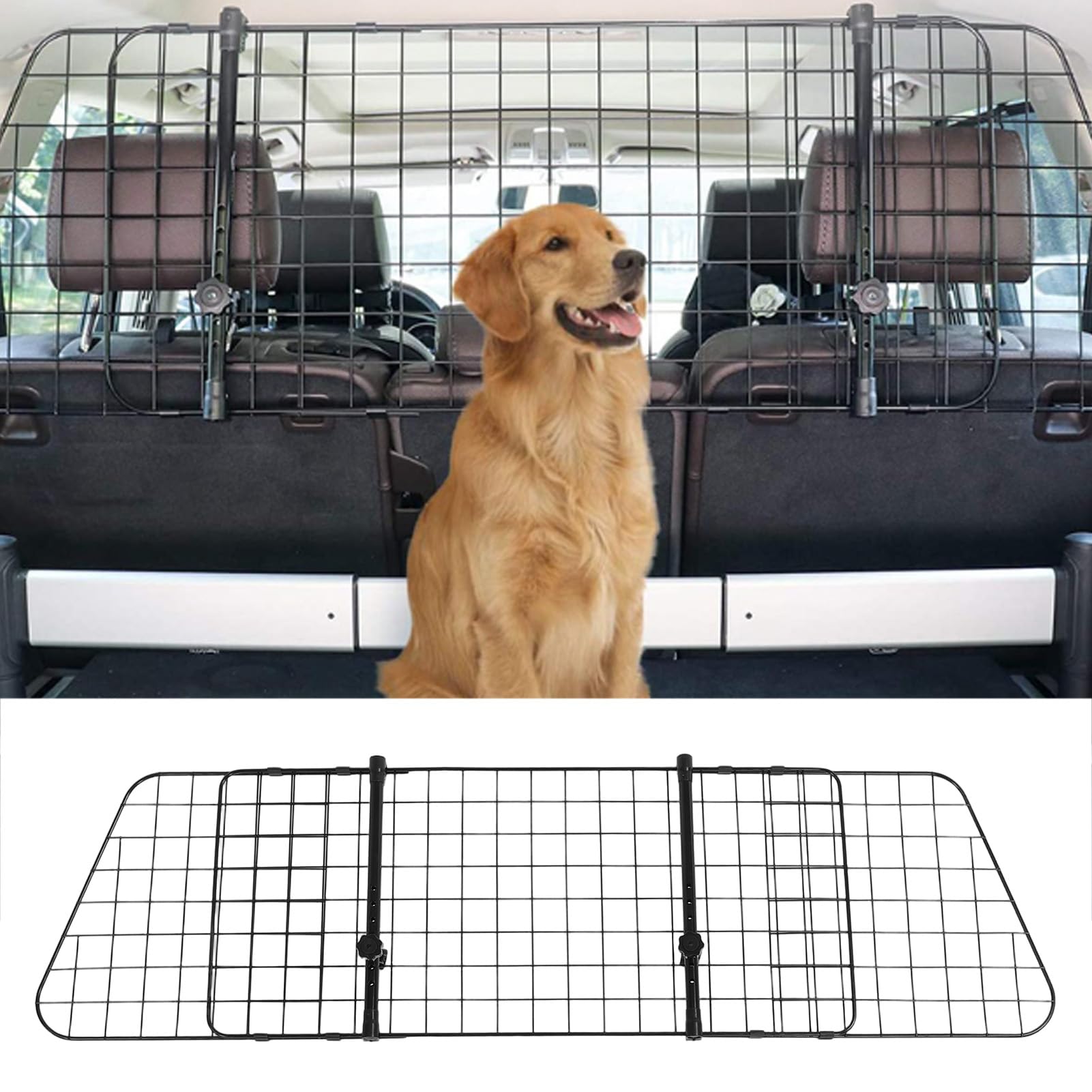 Barreras para Coches para Perros, Protector para Mascotas de Malla de Alambre Ajustable con Revestimiento de Pintura para SUV, Camiones, Sedanes y Hatchbacks