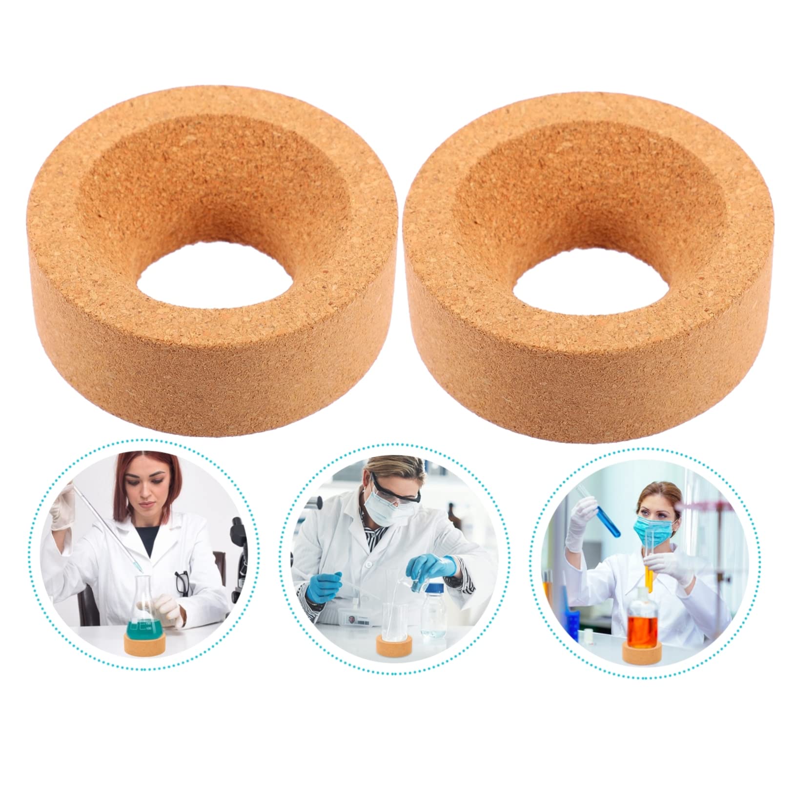 NAMOARLY 3sets Lab Flask Holder Cork Pad Flask Support Base Acid-Resistant Cork Round Bottles 2pcs*3
