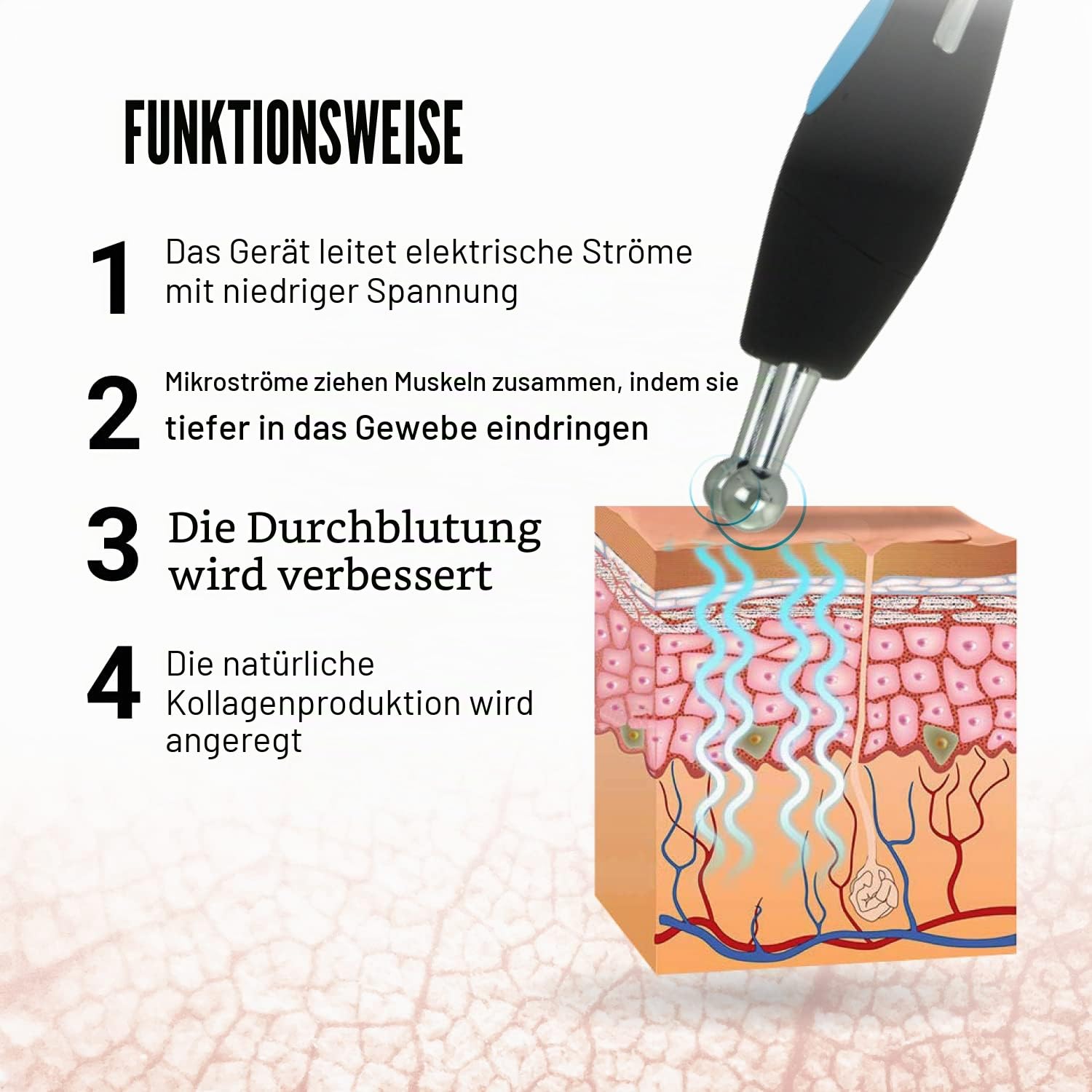 GESS Mikrostrom-Gesichtslifting-Gerät, 4 Intensität Modi, wiederaufladbar, Anti-Aging-Maschine, Konturhautstraffung, Mikrostrom-Gesichtslifter (Schwarz und Blau)