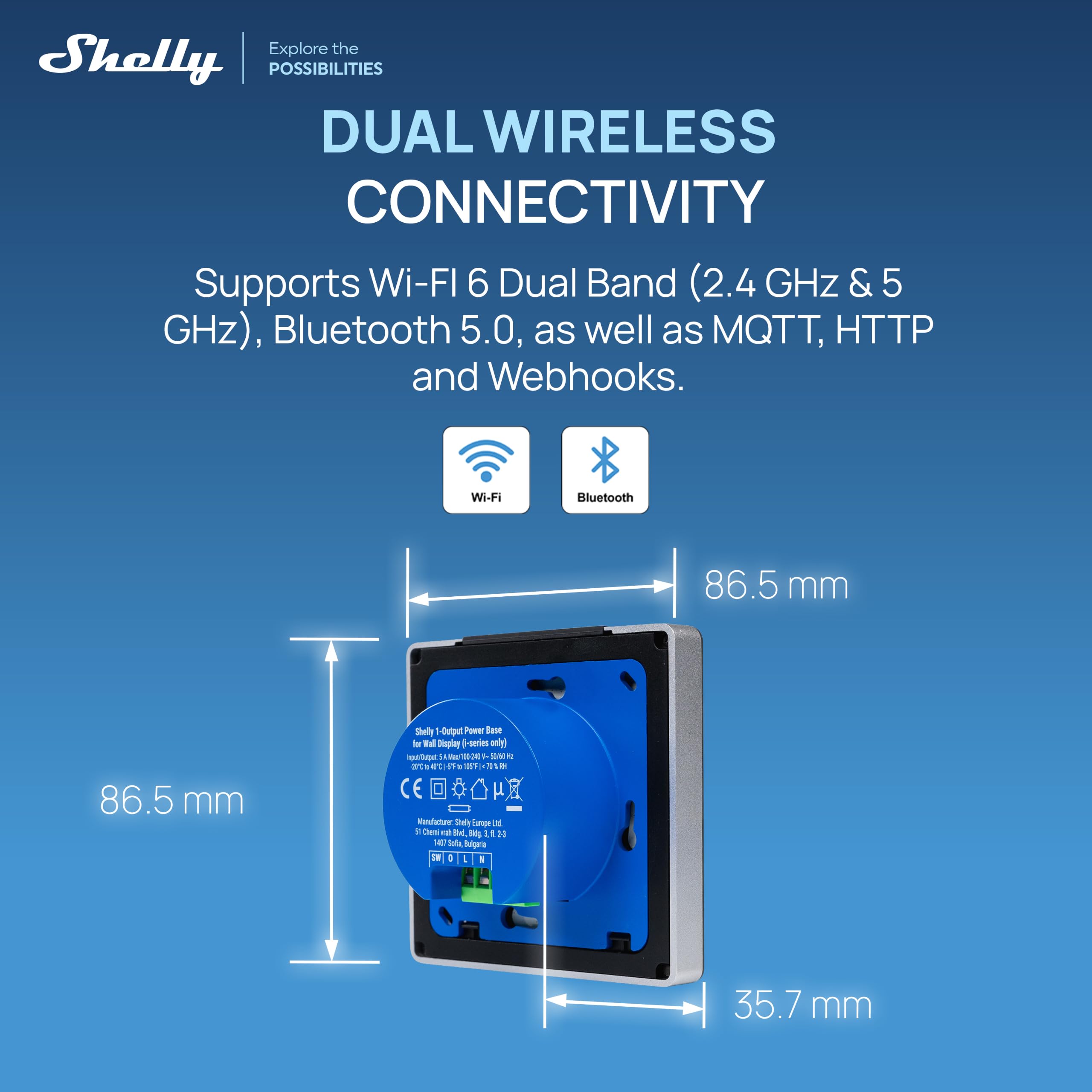 Shelly Wall Display X1i Argenté – Panneau de contrôle Domotique 4", Wi-Fi 6 Dual Band et Bluetooth, Relais 5A, CPU Quad-core, Capteurs lumière, Proximité et gestes, Compatible Home Assistant, Appli
