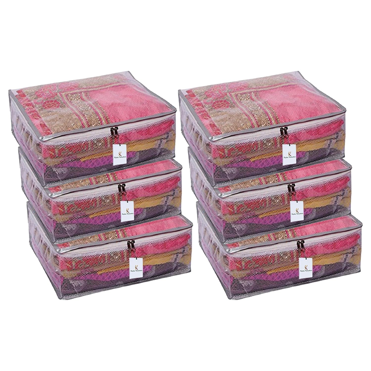 Kuber Industries Fundas de PVC para sari con cremallera, organizador de armario impermeable para ropa, ídolo para vestidos, trajes, ropa de bebé, paquete de 6 (transaprentable)