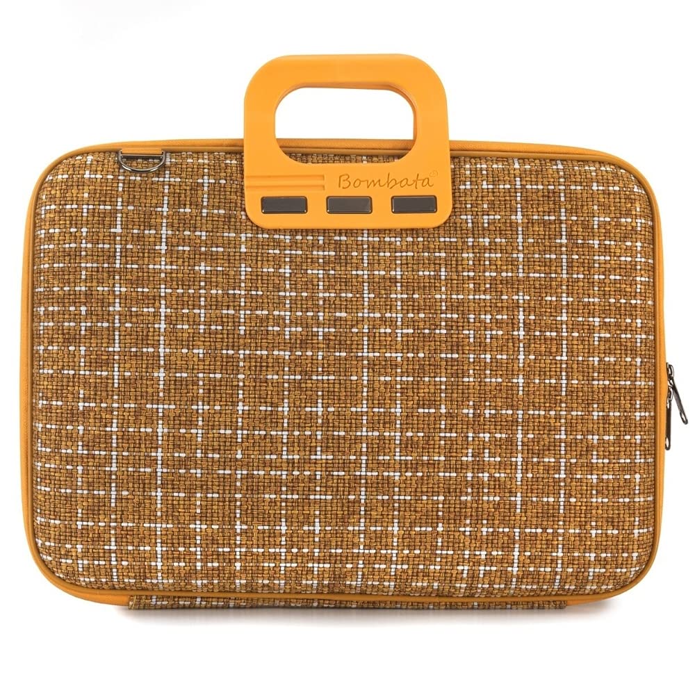 Bombata Tweed - Borsa Porta Computer con Tracolla, Elegante e Funzionale, Unisex, 100% Vegan, per Professionisti e Studenti, Giallo - 15.6/16 Pollici
