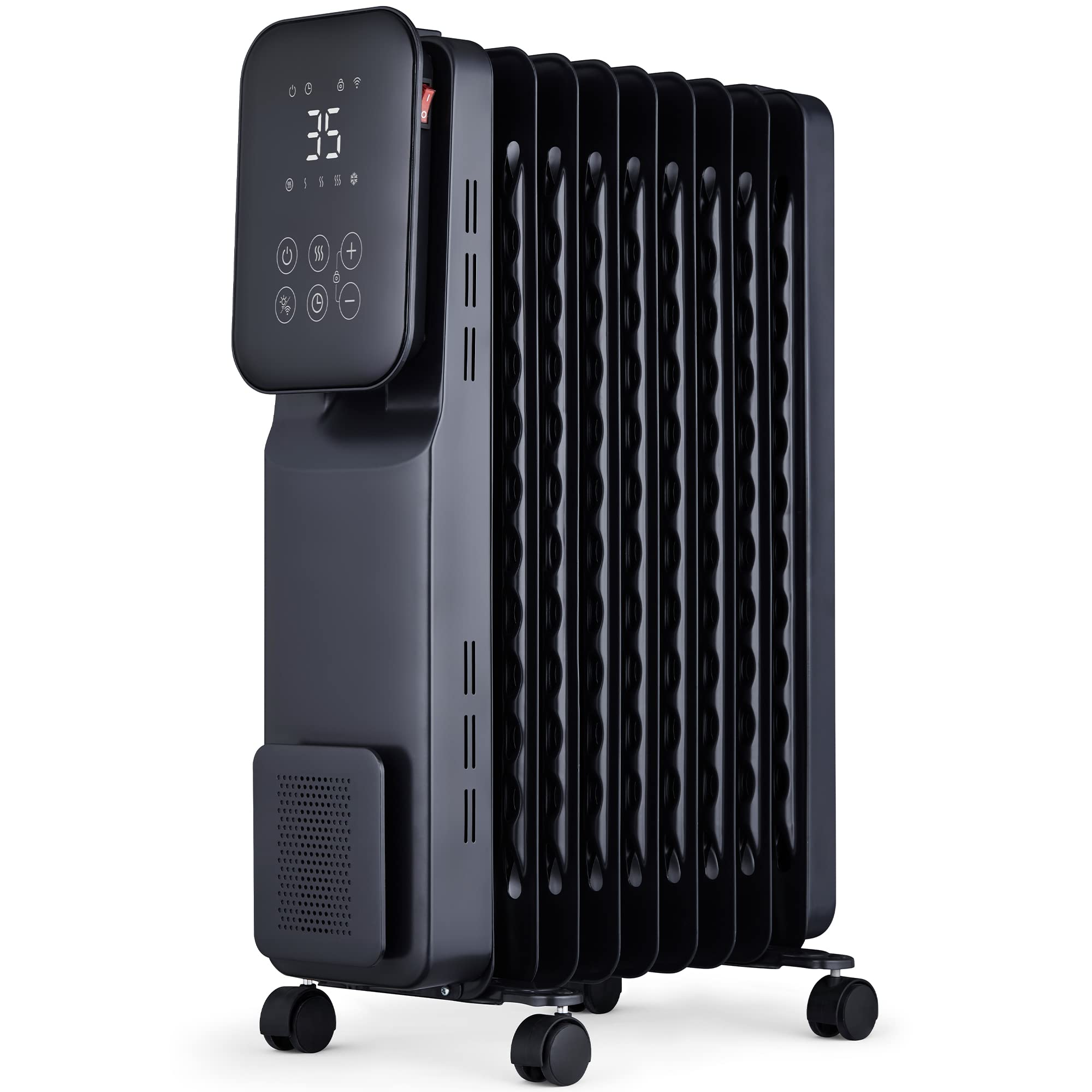 MYLEK Oil Filled Radiator Portable Smart Heater 2KW WiFi App Enabled,  Heat Settings, Timer, LED Display, Energy Electric Efficient, Safety Tip  Over
