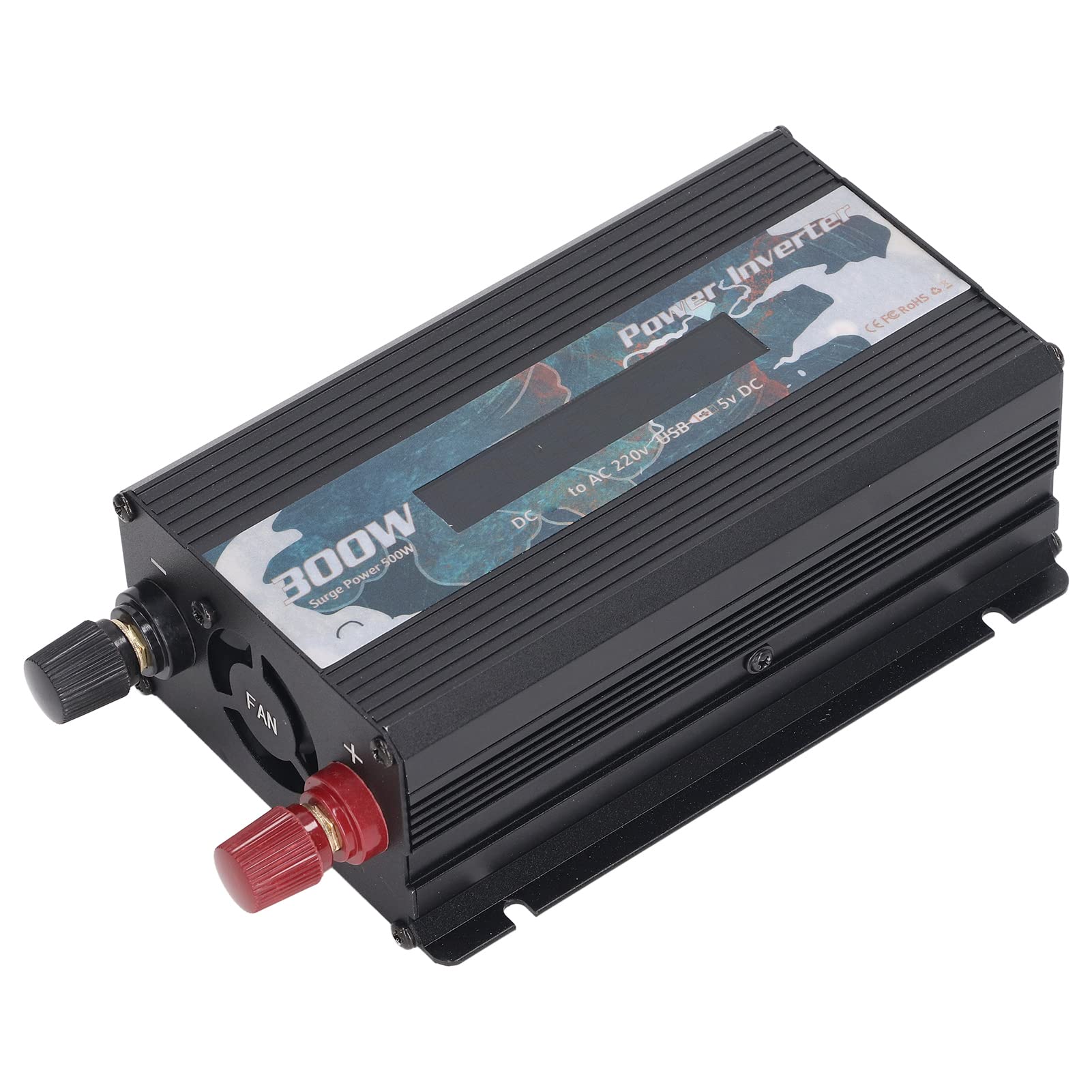 Omabeta Auto-Wechselrichter, Effizienter 300-W-Sinuswellen-Konverter für Laptops, Ventilatoren, Fernseher für den Urlaub, Aluminiumlegierung (DC12V)