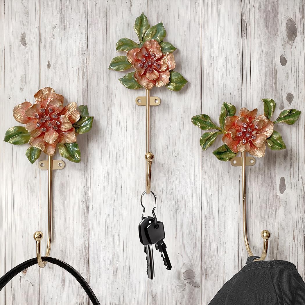 Ganci decorativi smaltati arancioni – Set di ganci da parete in lega di zinco per cappotti, chiavi e accessori (misure assortite, set da 3 pezzi)