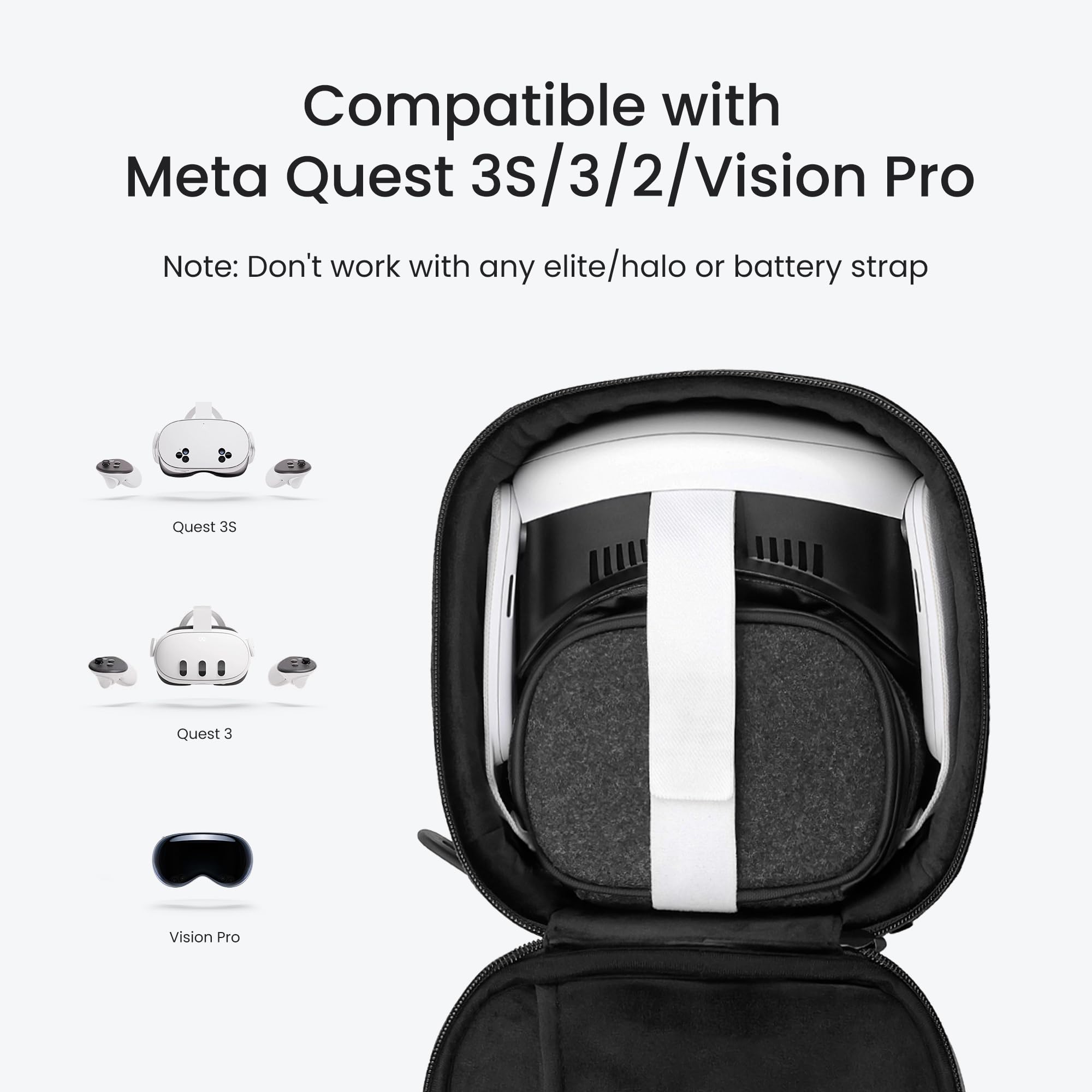 KIWI design P4 Dwuczęściowy przenośny futerał kompatybilny z akcesoriami do kontrolerów Meta Quest 3S/3/2/Vision Pro i kontrolerów dotykowych, mini futerał podróżny