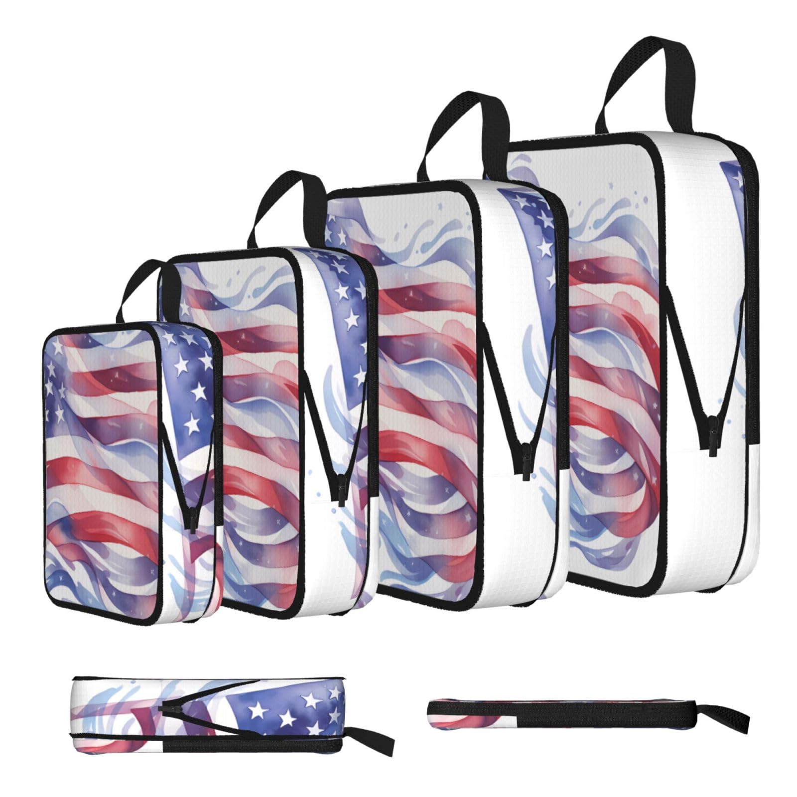 Sxzvvbn Black American Flag Compression Packing Cubes 4 Piece Set