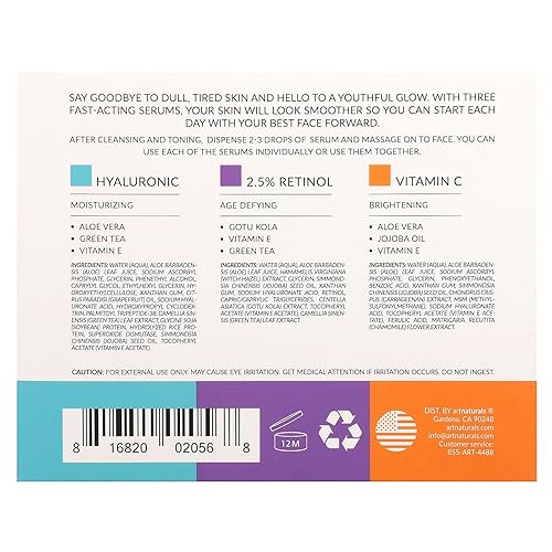 Miniatura 3 de artnaturals Set antienvejecimiento con vitamina C retinol y ácido hialurónico - (3 x 1 fl oz / 1.0 fl oz) suero para eliminar arrugas y círculos