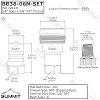 Vista 3 de Juego de acopladores hidráulicos de desconexión rápida de latón NPT ISO 7241-B de 3/8 ″..