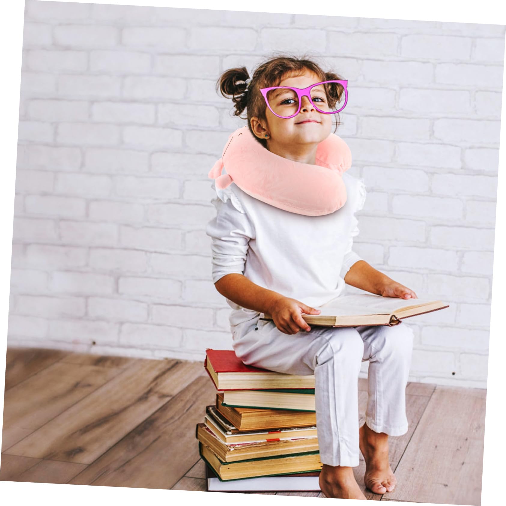 TOPBATHY 2juegos Cojín De Viaje para Niña u Cervical Portátil con Diseño De Caricatura para Siestas y Viajes Soporte para Cuello Pastel