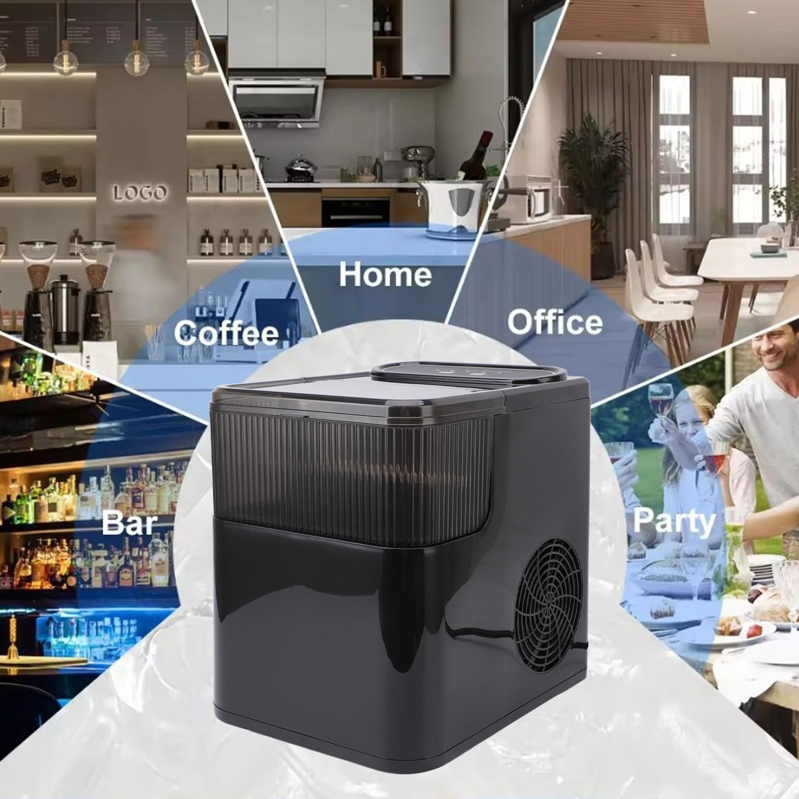 Sxhlseller Máquina para Fabricar Hielo Autolimpiante Rápida de 26 Libras/día |Encimera Compacta Automática para el Hogar, Bar, Restaurante, Cocina, Oficina, Fiesta