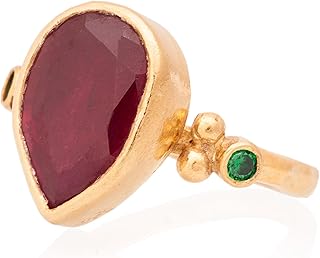 Ruby Ring, Ruby Woman Ring. Pear Ruby Ring. Gold Plated Silver Ruby Ring. 925 Sterling Silver Ruby Ring. 24K Gold Plated Silver Ruby Ring.