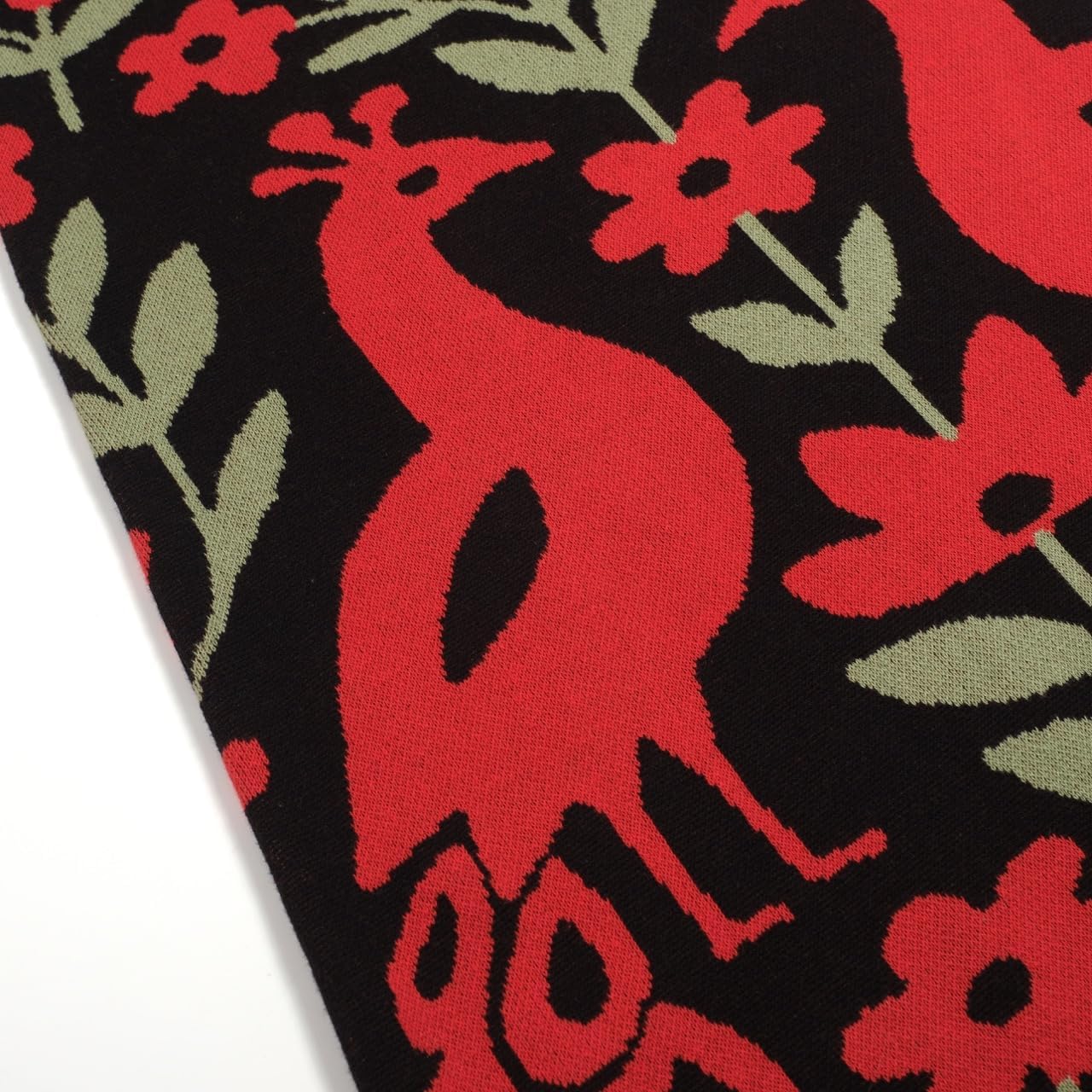 OXKnit Knittd Midi Skirts for Women, Casual Retro Peacock and Florals Pattern High Waist A Line Cotton Black Skirts - Image 5