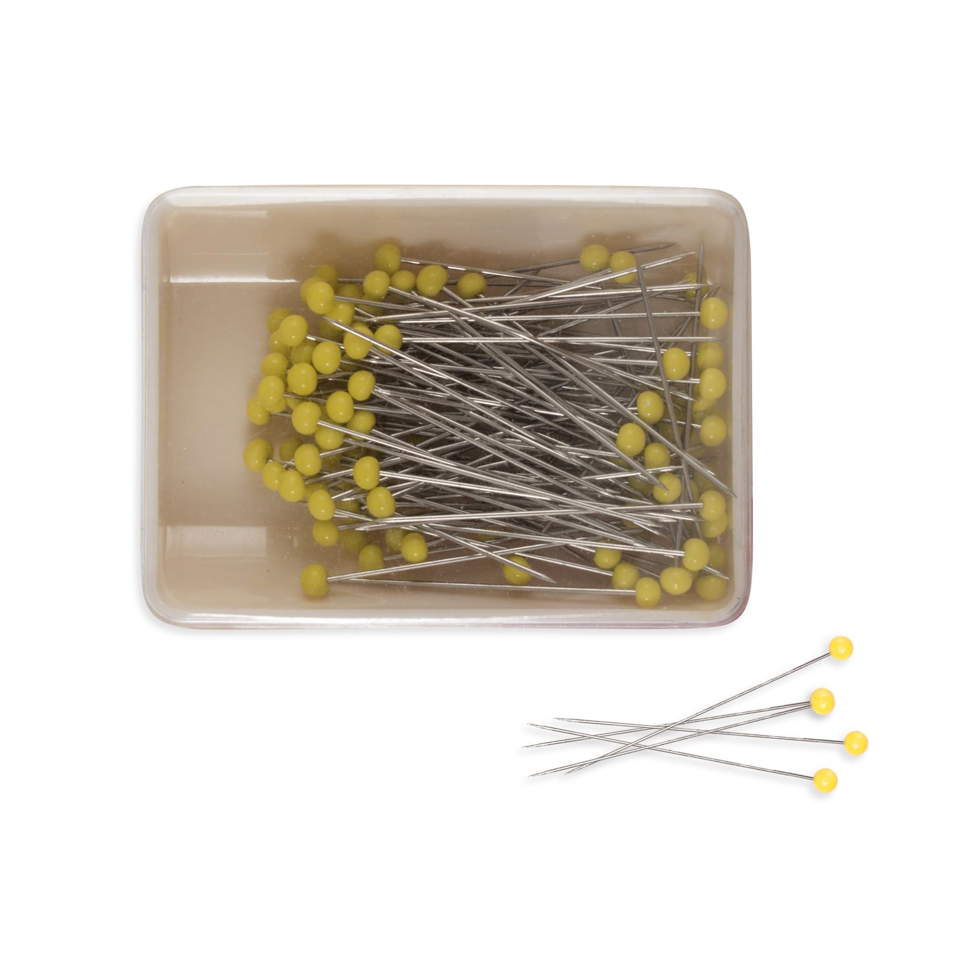 Sew Easy Glass Head Pins – 100 Pcs 45mm x 0.70mm, Heat Proof for Dressmaking Quilting Sewing Fabric, Yellow