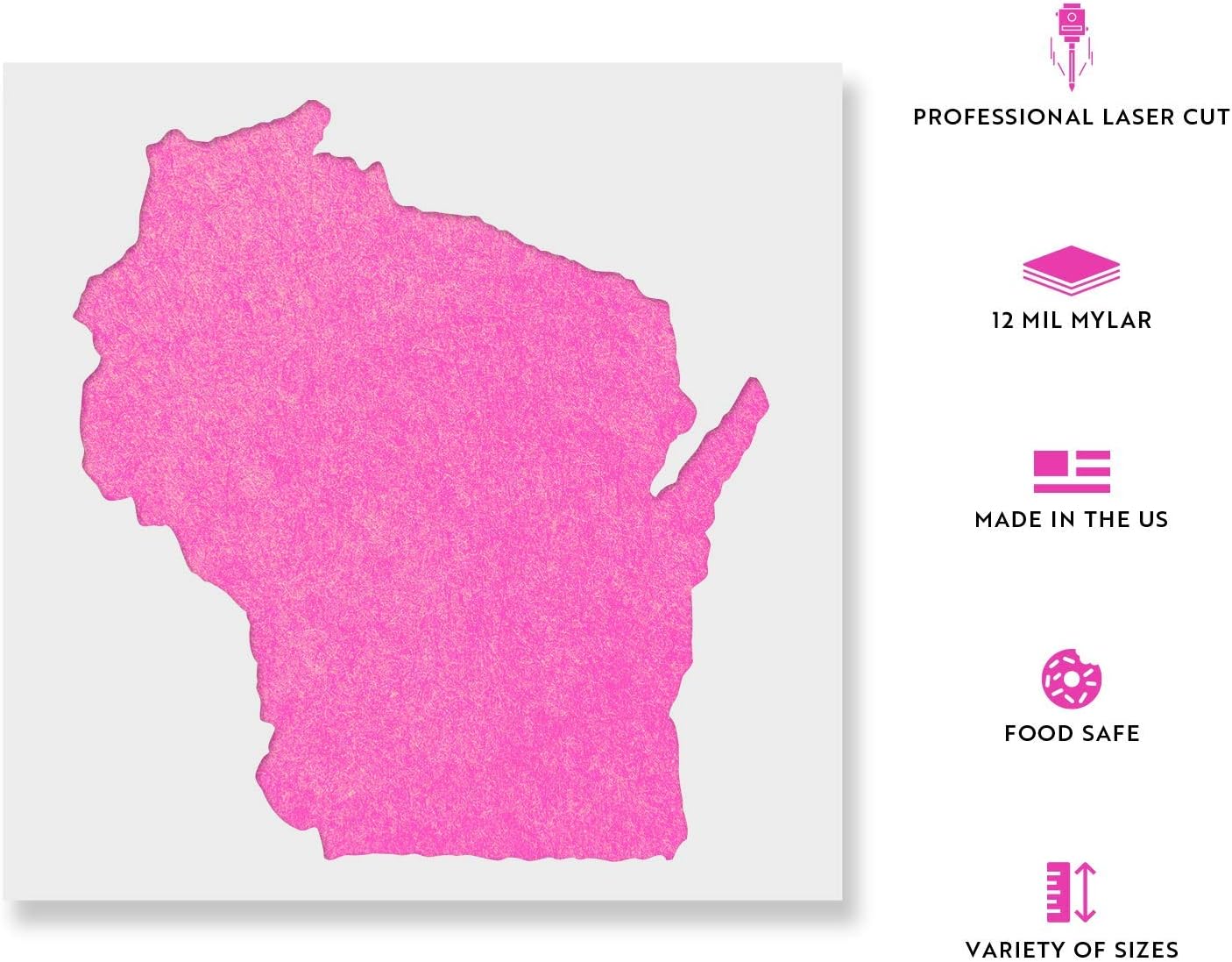 Wisconsin State Stencil - Stencil of Wisconsin, Wisconsin State, Wisconsin, Canvas Stencils, Fabric Stencil