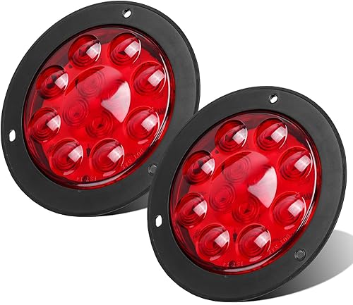 Partsam - Luces traseras ledes redondas para remolque (4 pulgadas), Rojo