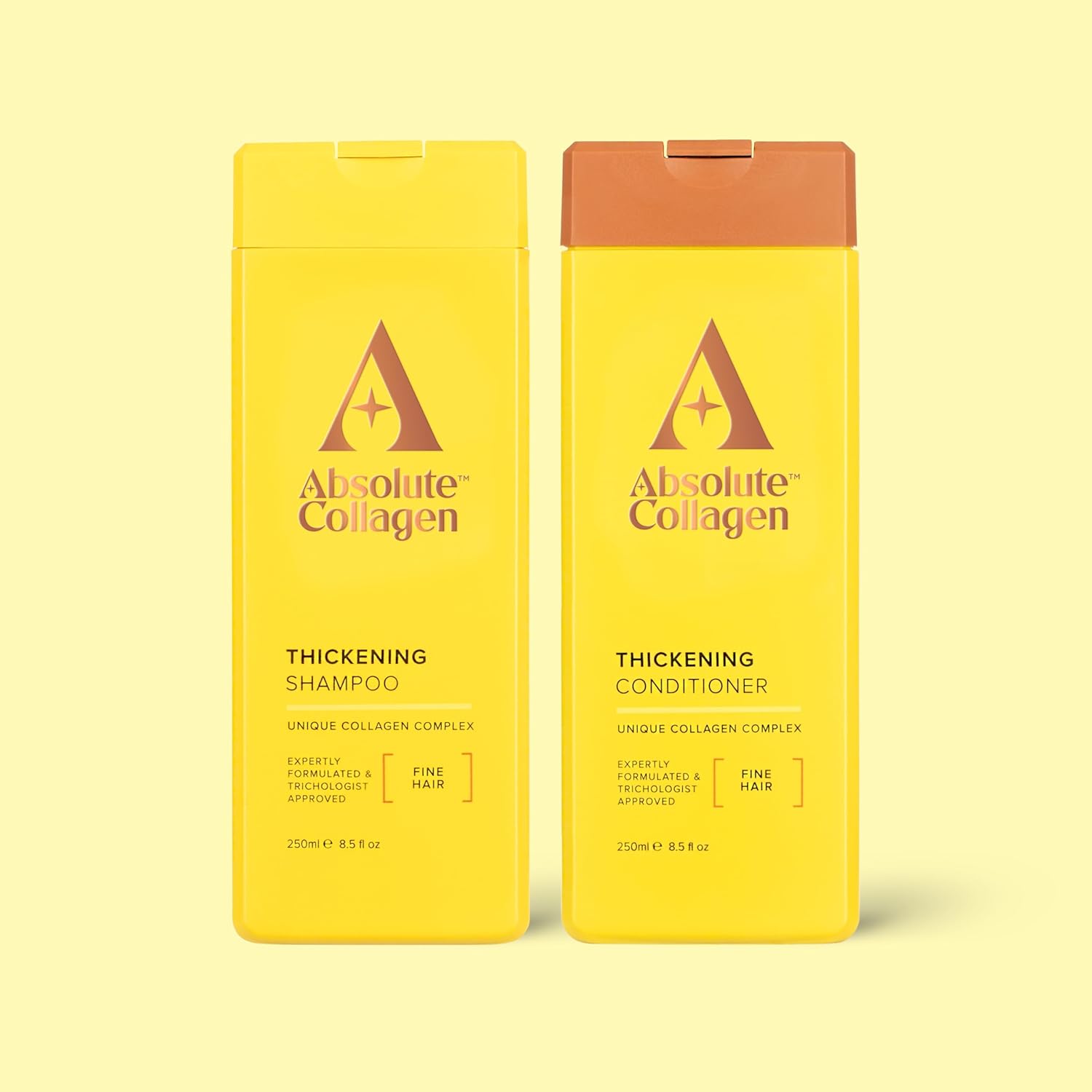 Absolute Collagen – Thickening Collagen Complex Shampoo and Conditioner Set 500ml – For Thin & Fine Hair – Strengthen, Nourish and Volumise – Boost Shine – Fight Signs of Hair Ageing – Paraben Free