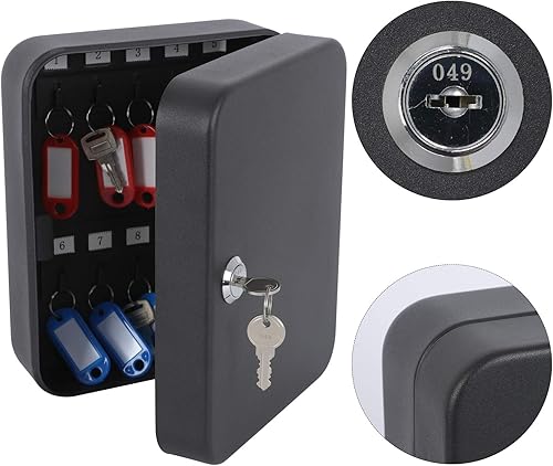 Miniatura 4 de KYODOLED Soporte de pared para armario, organizador de llaves con bloqueo, caja de cerradura con llave, gestión de llaves, 20 ganchos para llaves y