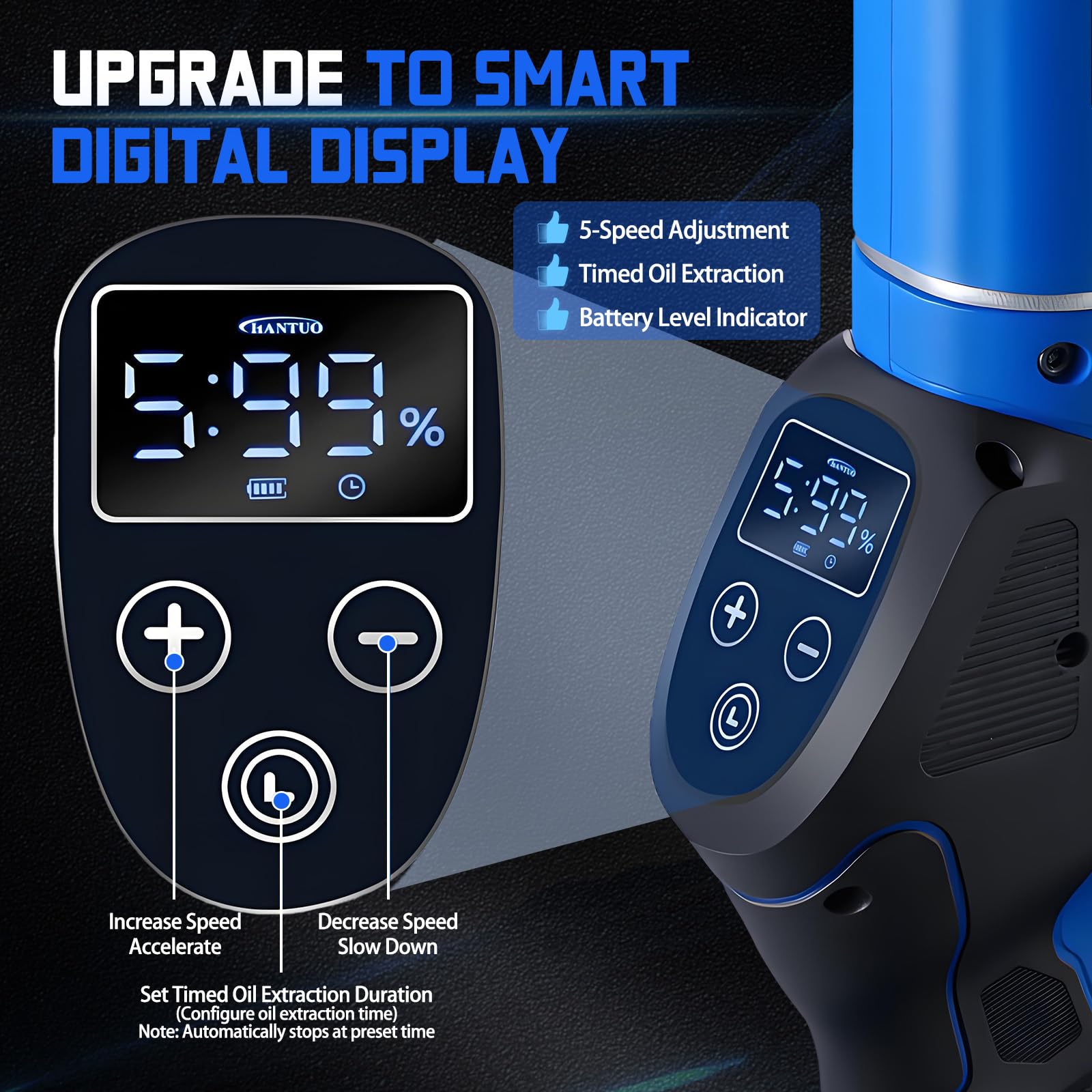 Elektrische Fettpresse kompatibel mit Makita 18V Akku, 12000 PSI, 5,3 oz/min Durchfluss, Akku-Fettpresse, 90 ° Schwenkkupplung, effizient für LKW, BAU, Bauernhof (Batterie Nicht enthalten)