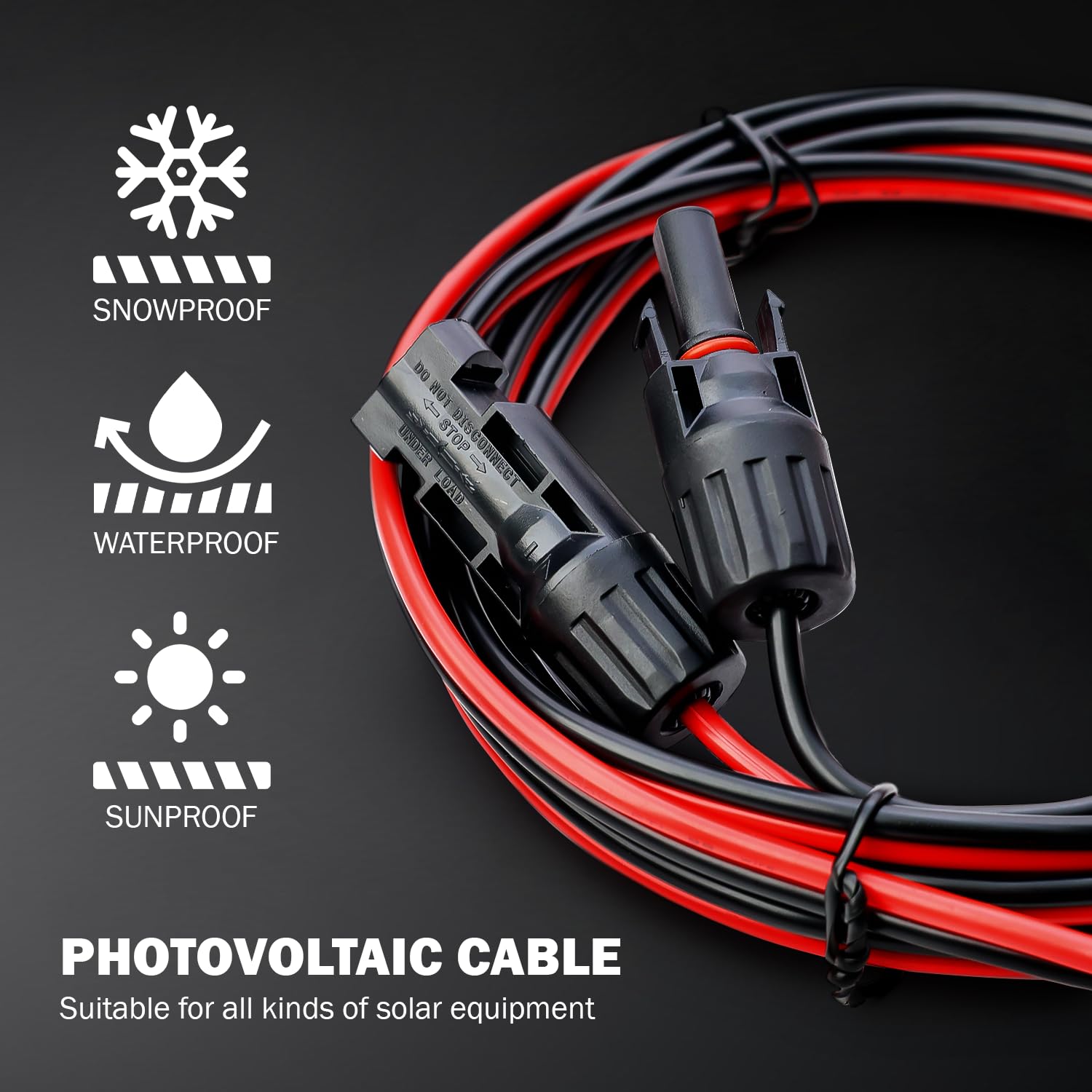 MADCATZ Cavo di prolunga solare da 10 AWG, una coppia di cavi paralleli per pannelli solari con connettori femmina e maschio impermeabili per camper, sistemi fotovoltaici (12,2 m rosso + 12,2 m nero)