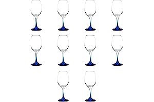 Set of 10 Aqua Blue Wine Glasses with Stem