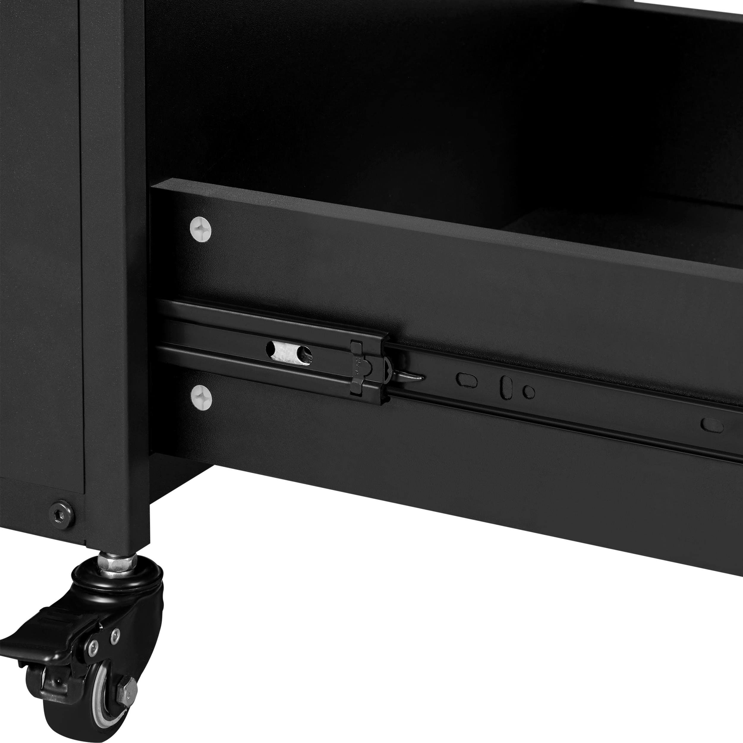 Yaheetech Caisson de Bureau 2 tiroirs Verrouillables, Rangement Dossier, Meuble Armoire de Bureau Mobile avec roulettes Industriel 45 x 40 x 66,5 cm Gris et Noir