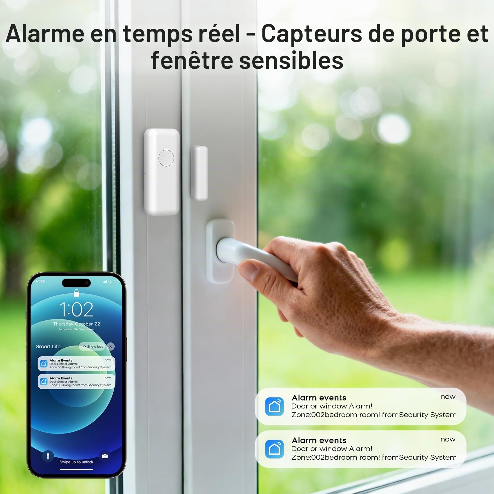 PGST Système d'alarme Domestique sans Fil avec alertes instantanées Via l'application Tuya,Kits d'alarme Extensibles DIY pour Portes et détecteurs de Mouvement pour Appartement,Garage (A519W-EU-D)