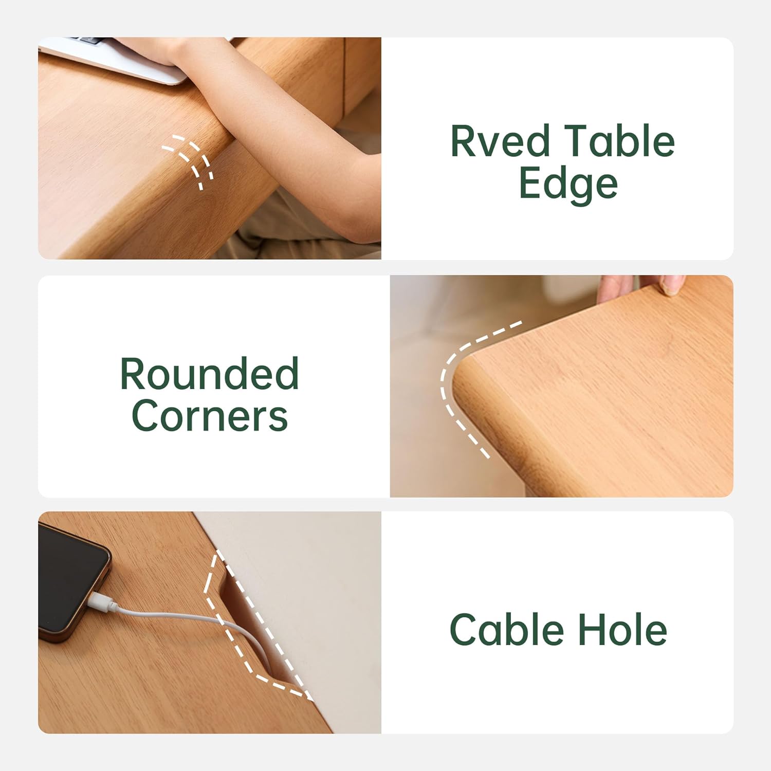 Solid Wood Desk, Mid Century Modern Home Office Desk, Computer Desk with Drawer for Writing Study Vanity 31.49" W