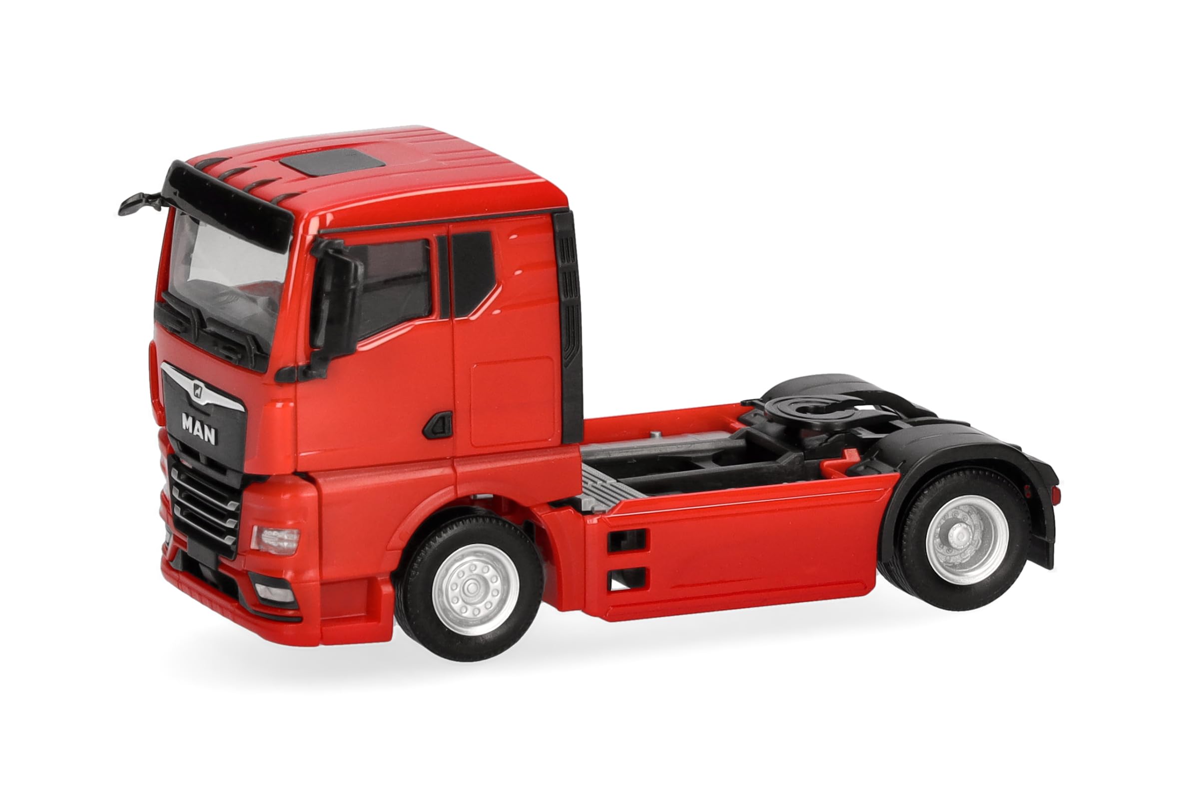 Herpa truck model MAN TGX GN rigid tractor 2axles, red, on a scale of 1:87, plastic miniature, made in Germany, model building, collectors edition