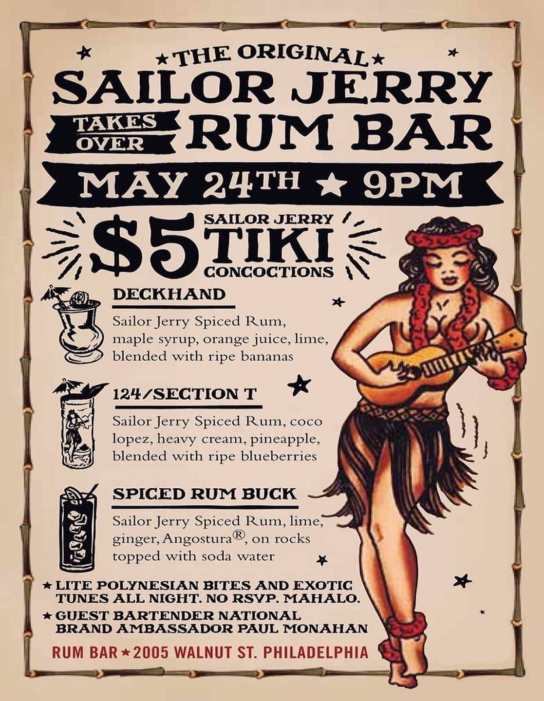 Coole Tin Sign Vintage Retro Man Cave Bar Pub Shed Novelty Gift Aluminium Metal Tin Wall Décor Sign - Sailor Jerry Spiced Rum Tiki Tattoo Hawaii Inspired