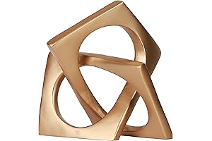 Modern Geometric Knot Sculpture: Intricate Gold Mobius Ring Decoration for Home and Office