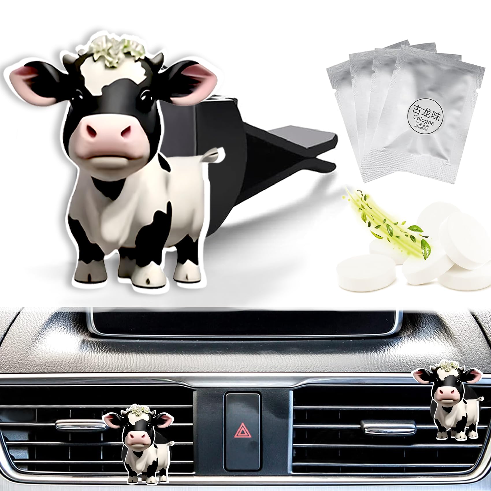 Fresh Scented Car Air Freshener Vent Clip, Cow Decorative