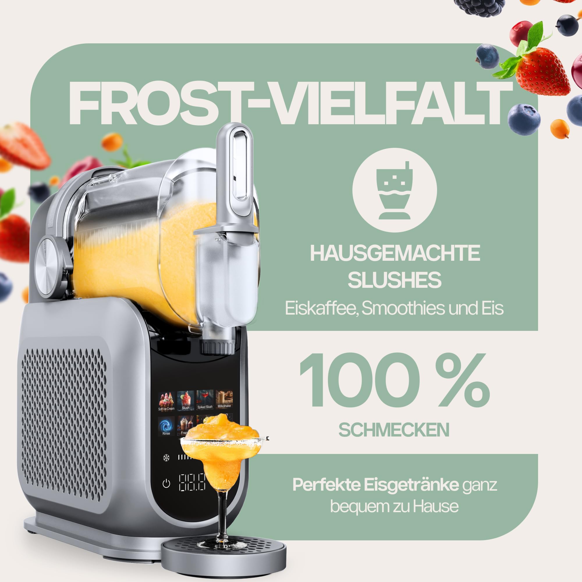 4Swiss Eismaschine Selbstkühlend Eis Maschine Speiseeisbereiter Speiseeismaschine mit Kompressor Icecream für Milchshake Slush Slushie Granita Ice Cream Joghurtmaschine Zuhause Eisbereiter - SM026