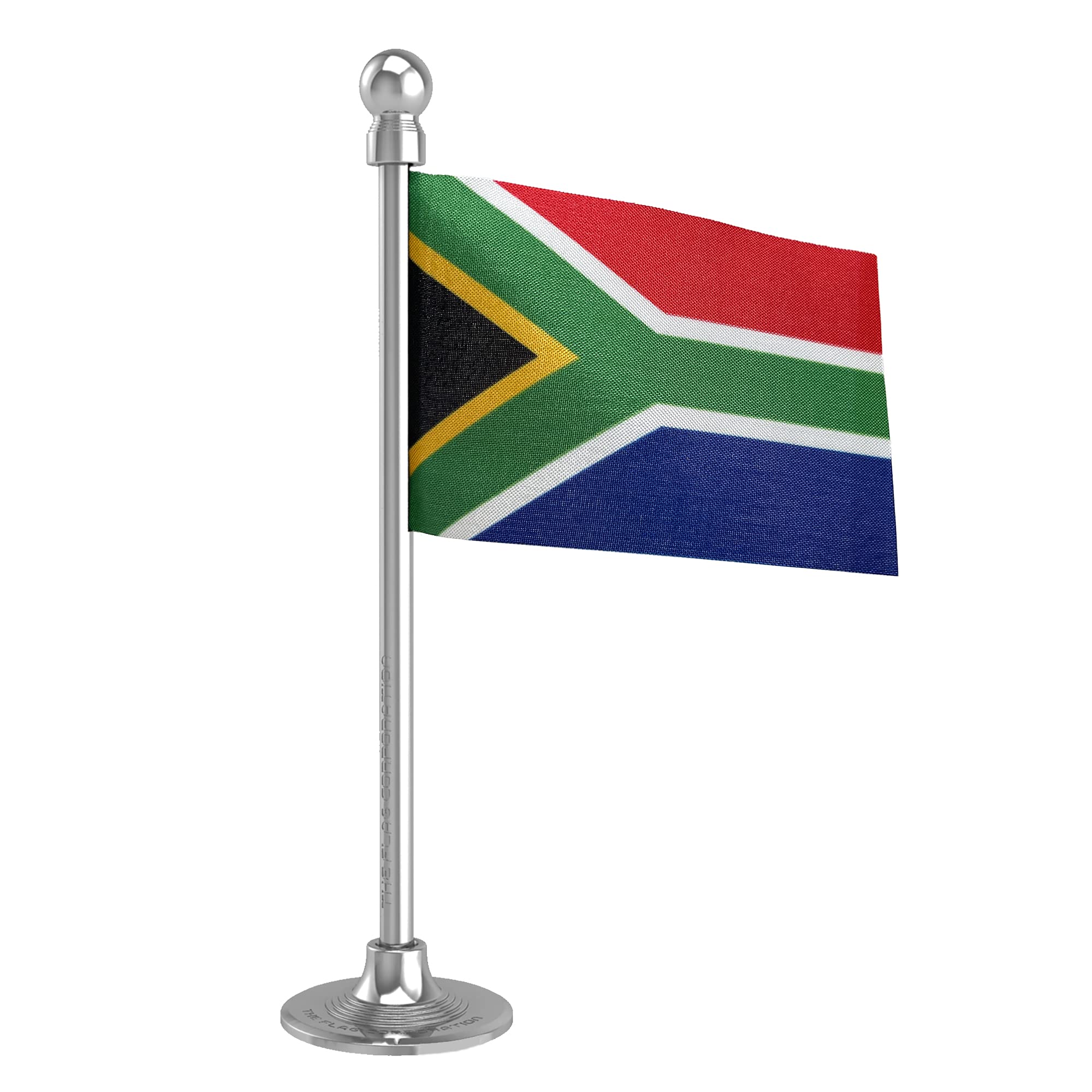 The Flag Corporation South Africa Car Dashboard Flag 2in x 3in with A Stainless Steel Liquid Chrome Base