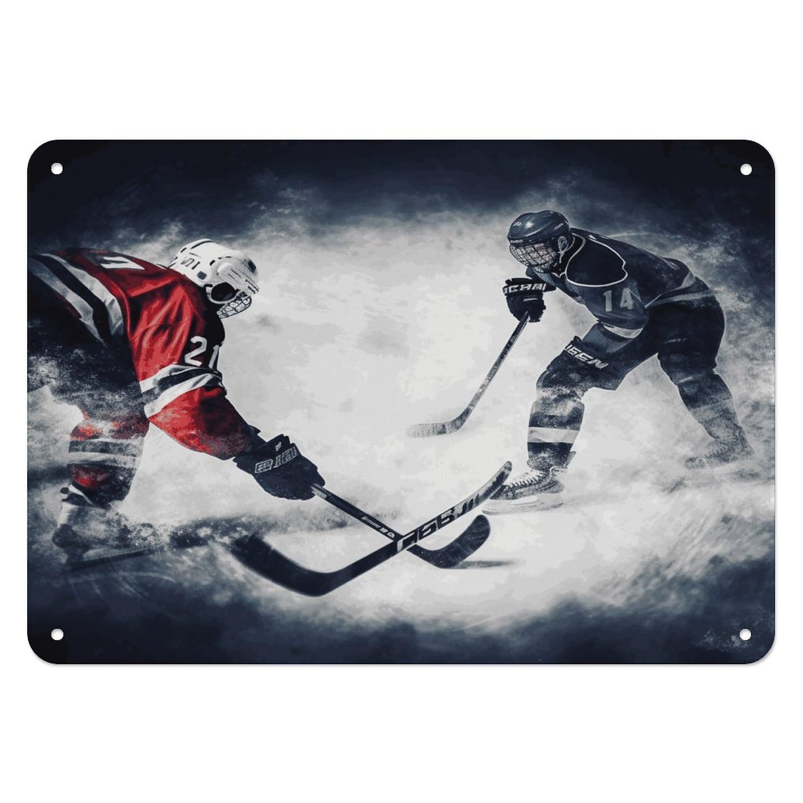 Btcowzrv Style Ice Hockey Art Metal Sign, 5.5" X 7.9" Tin Wall Decor, Wall Art Plaques For Home Wedding Decor Room Living Room Decoration
