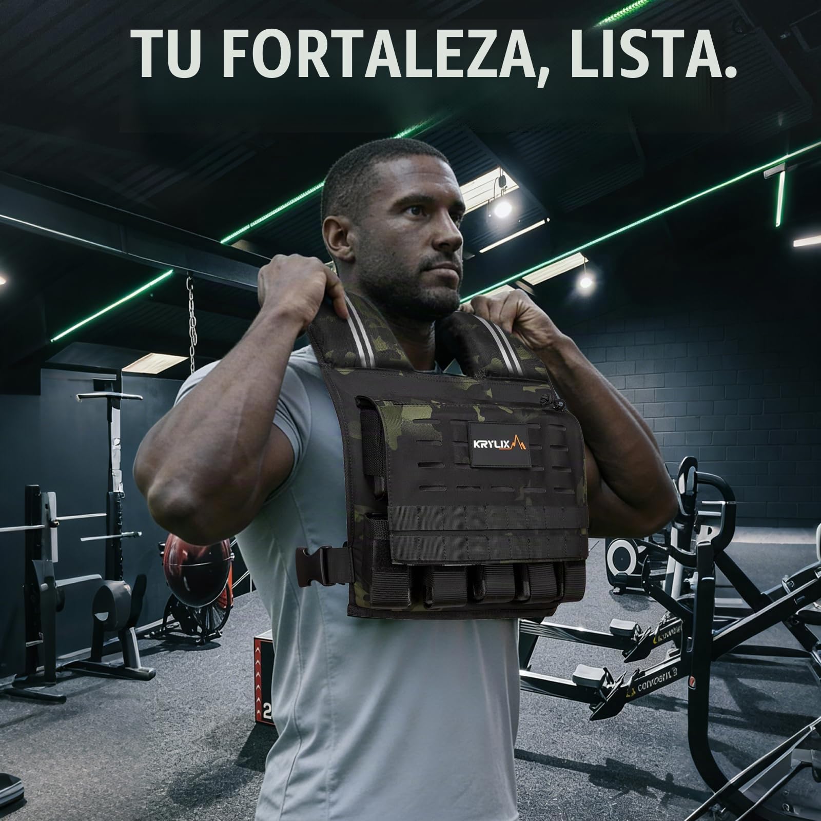 KRYLIX Chaleco de peso ajustable (0 – 18 kg), color negro, peso desmontable, entrenamiento de fuerza.