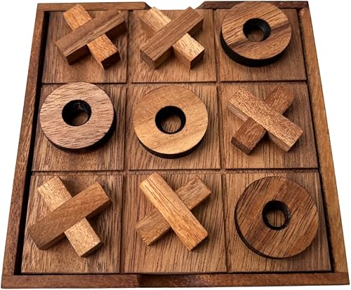 NUTTA - TicTacToe Juego de madera tamaño 5.5 x 5.5 pulgadas, juegos de mesa de madera Tic Tac Toe, mesa de café, escritorio, juguete divertido para