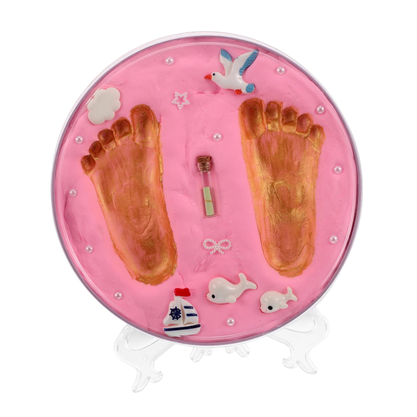 Kit Impronte Mano e Piede per Bebé, Ricordo Nascita Rosa