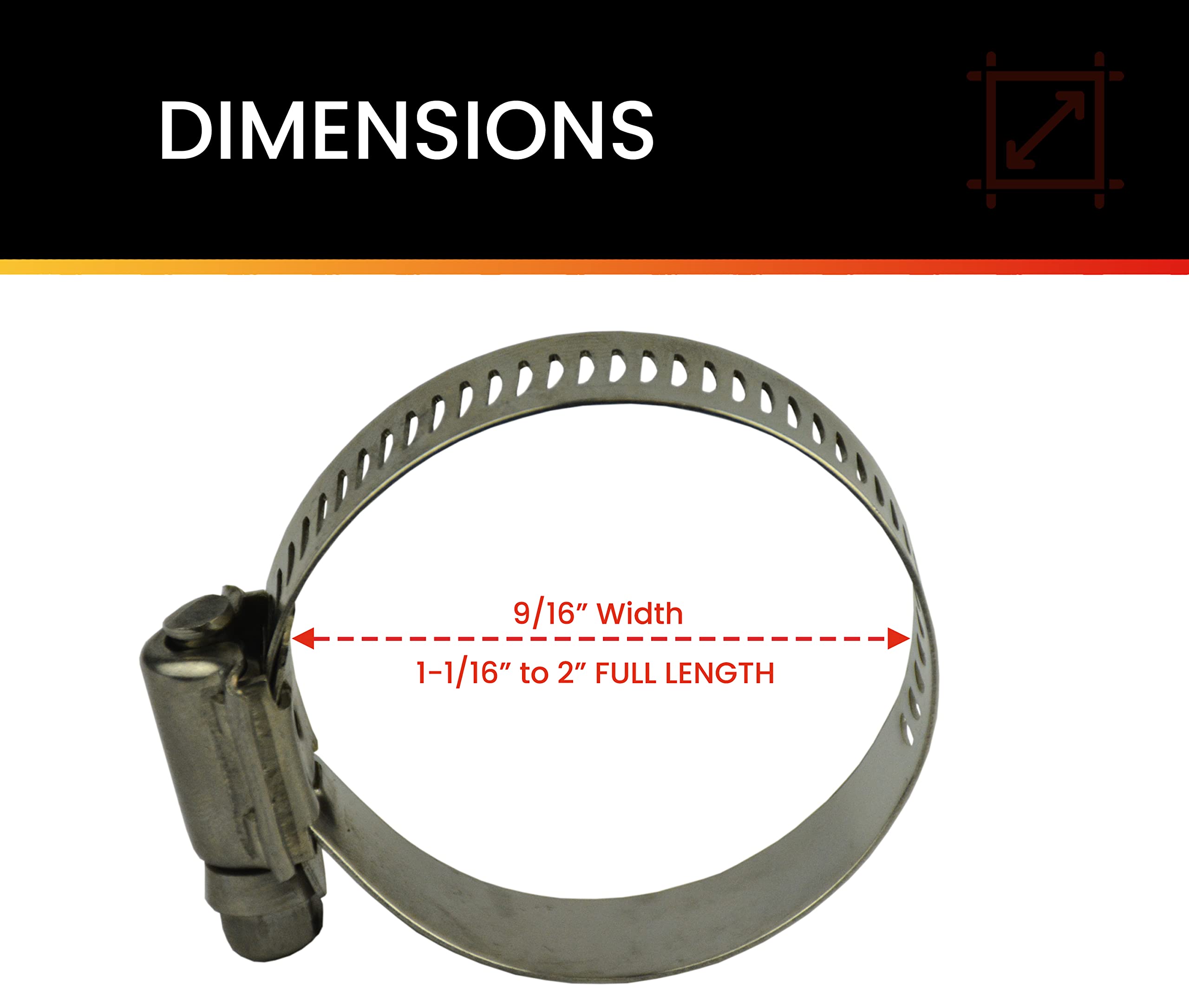 Pro Cravate SAE Taille 024 Gamme 1–1/16-inch-2-inch Heavy Duty inoxydable tous les Colliers de serrage, 33501