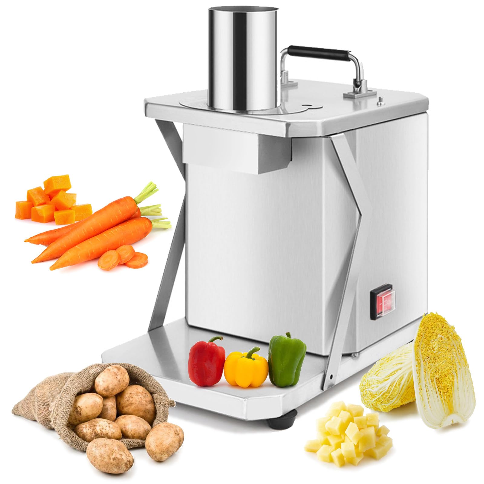 Cortadora Eléctrica de Frutas y Verduras, Cortadora de Verduras, Procesador de Alimentos Vegetal Profesional de 200W con Moldes para Cubos de 6mm/8mm/10mm/12mm/15mm,15mm
