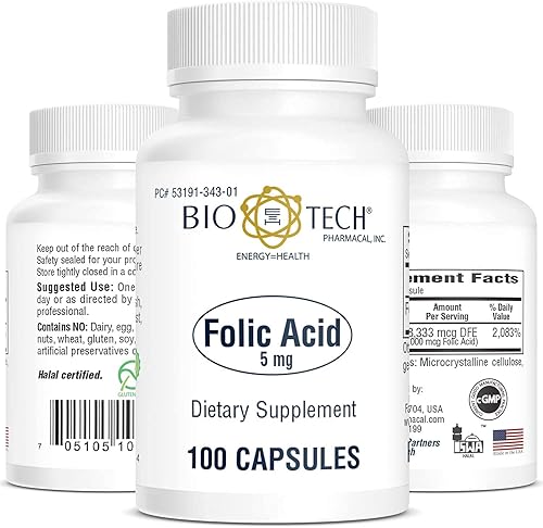 Bio-Tech Ácido fólico farmacal 5 mg 100 unidades