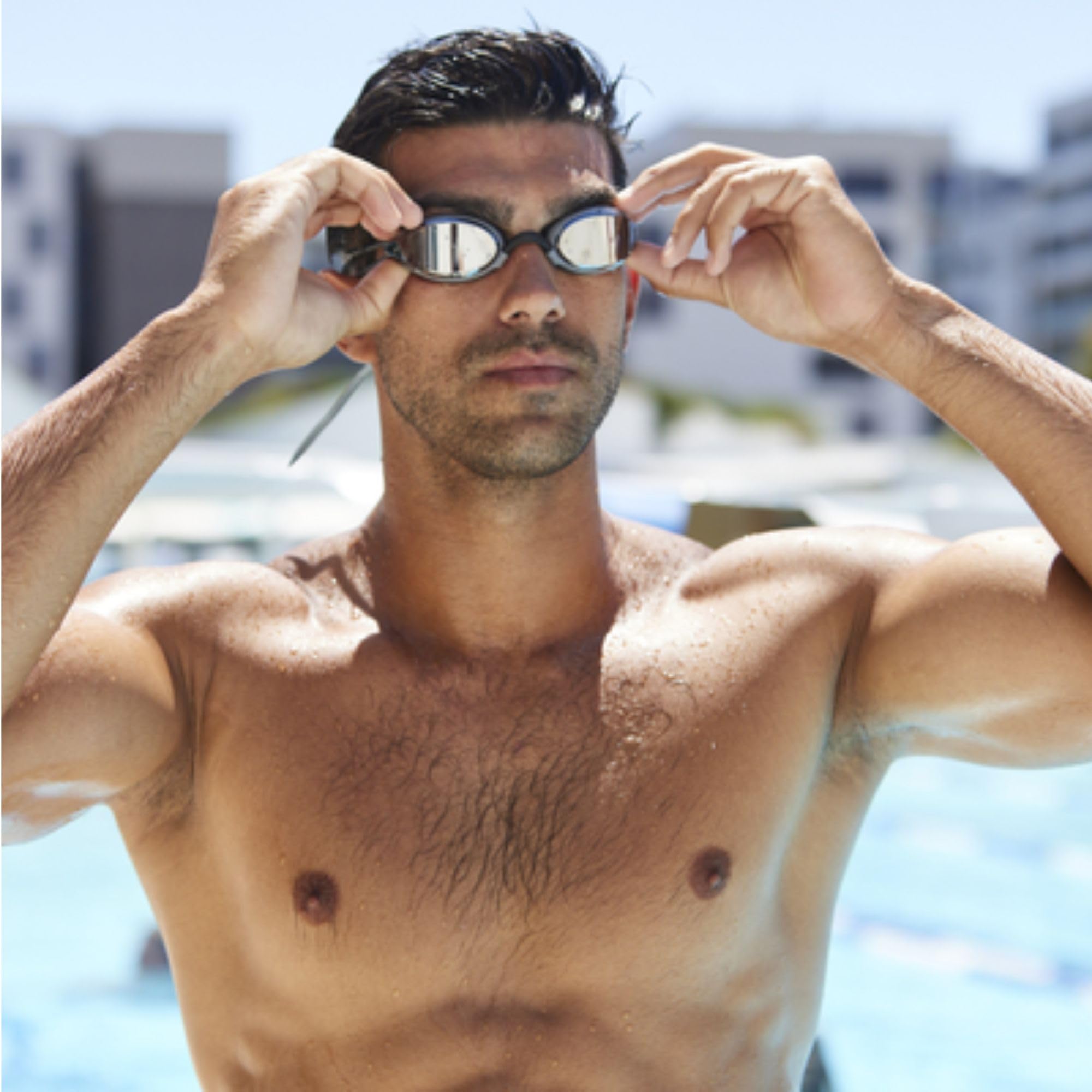 Zoggs Fusion Air Swimming Goggles Adult (Titanium Mirror Smoke Lens, Black/Grey) Women, Men, Air-Filled Cushion Comfort Fit, Anti-Fog, UV Protection, Wide Vision with Interchangeable Nose Bridge Sports & Outdoors