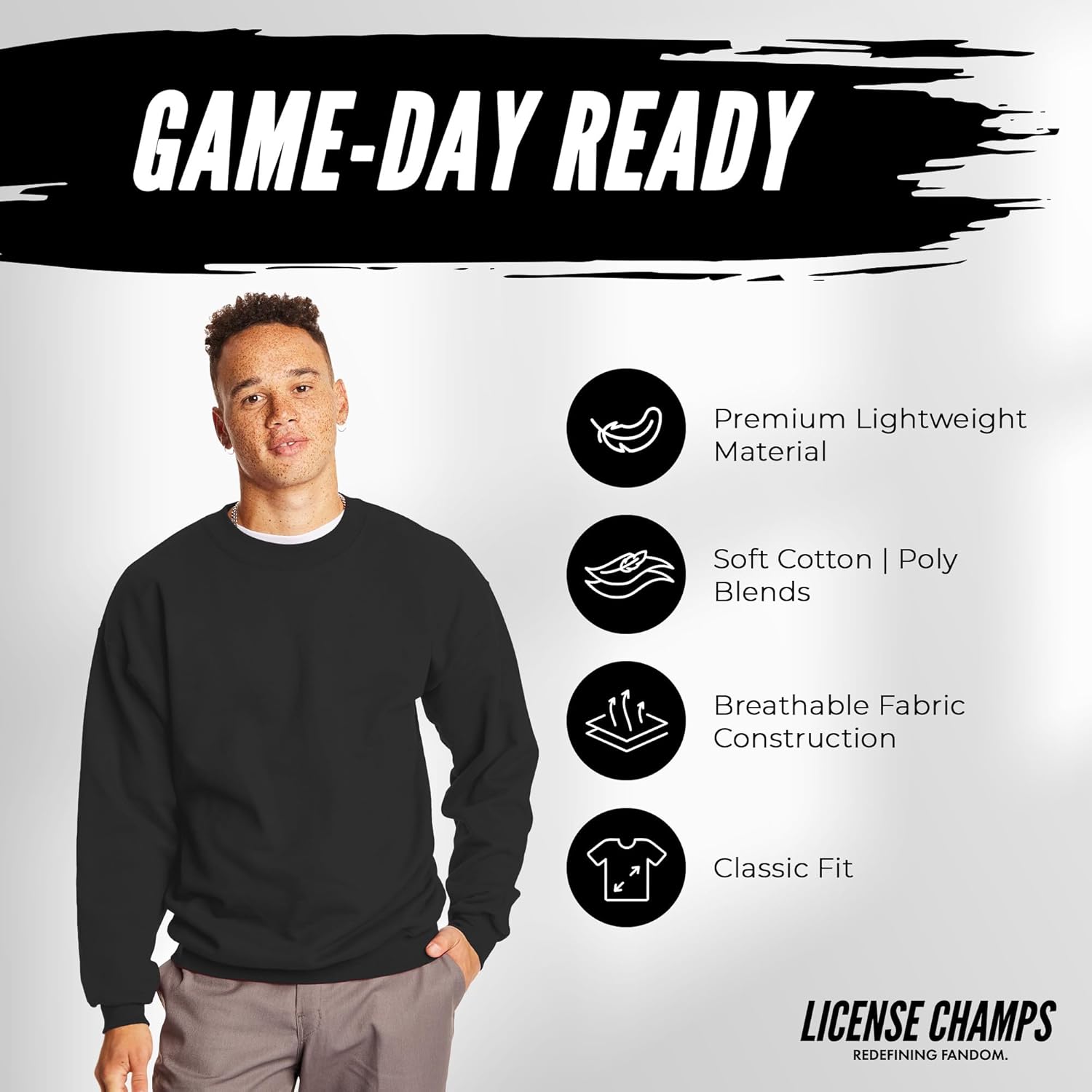 License Champs Crewneck Sweatshirt | Official College NCAA Game Day Merch | Mens Womens | Bar Logo - Image 7