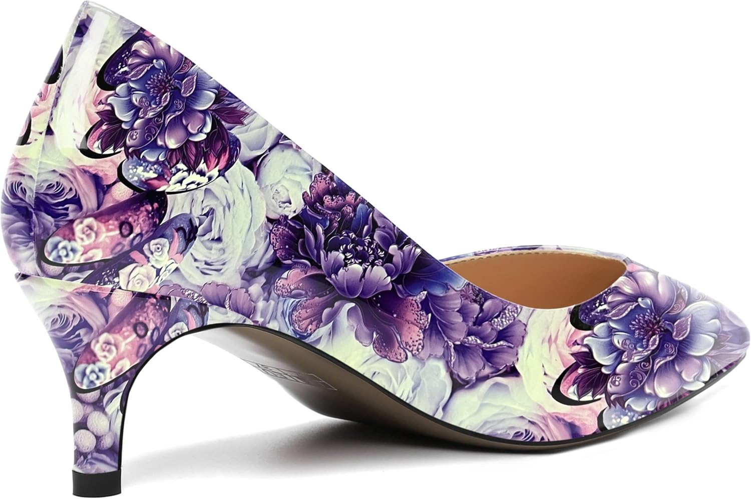 AMBELIGHT Womens Casual Slip On Pointed Toe Dress Shoes Patent Kitten Low Heel Pumps Shoes 2 Inch