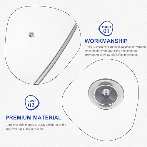 Miniatura 5 de Tapa cuadrada de vidrio templado, tapa cuadrada de vidrio para sartenes de parrilla, 11.8 pulgadas, tapa de sartén ventilada de vidrio templado