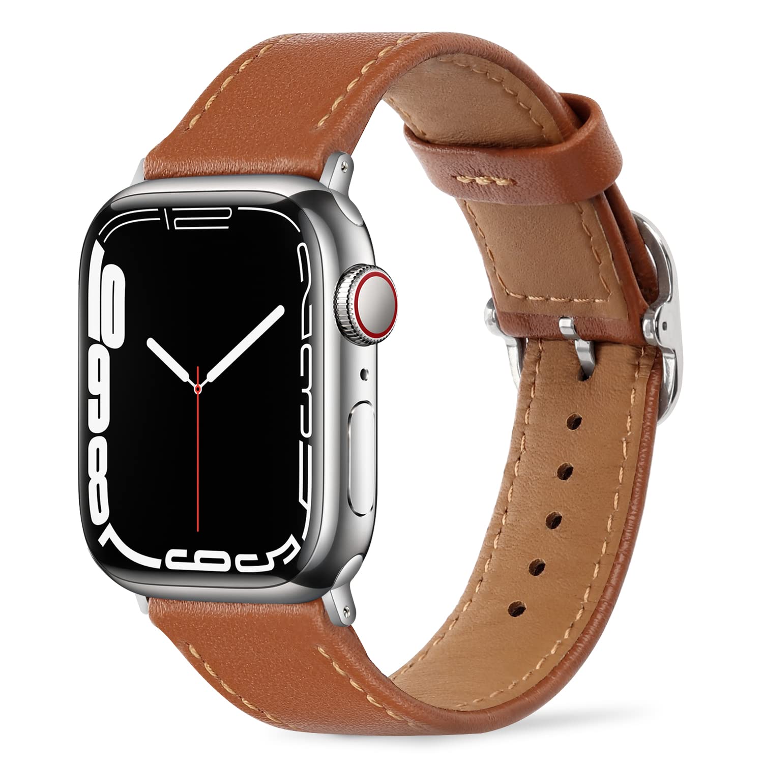 Tasikar Leather Bands Compatible with Apple Watch Band 41mm 40mm 38mm, Leather Smart Watch Replacement Strap Compatible for iWatch SE Series 8 7 6 5 4 3 2 1 (38/40/41mm, Brown)