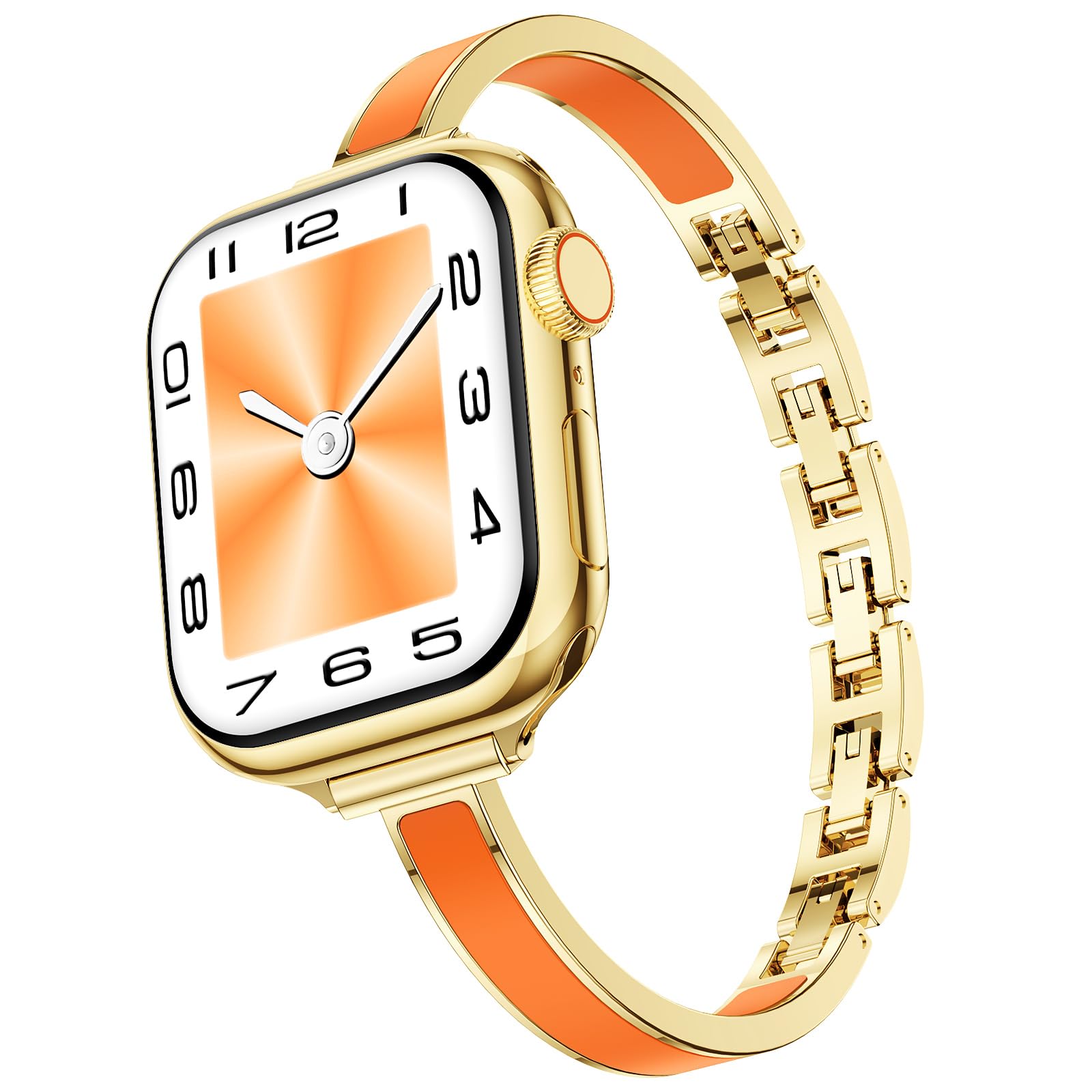 Mosonio Slim Designer Bracelet Bands for Apple Watch Women, Elegant Thin Dressy Metal Band with Embedded Silicone Accents Compatible with Apple Watch Ultra / Series 11 10 9 8 7 6 5 4 SE 3 2 1, Easy-Adjust Link Fancy Strap for iWatch 49mm 46mm 45mm 44mm 42mm 41mm 40mm 38mm (Sizes vary by model) — view 15