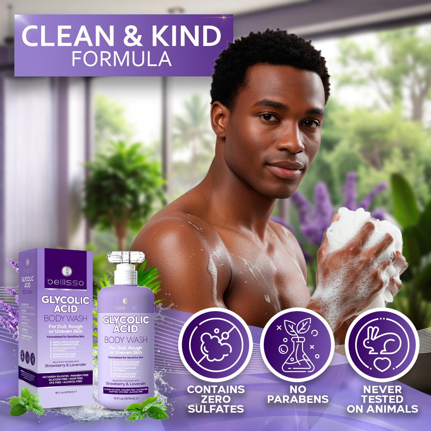 BELLISSO Glycolic Acid Body Wash - Exfoliating AHA Liquid Soap for Rough and Bumpy Skin - Gentle Exfoliant - Bump and Lump Eraser Formula - 16 Fl Oz - Image 6