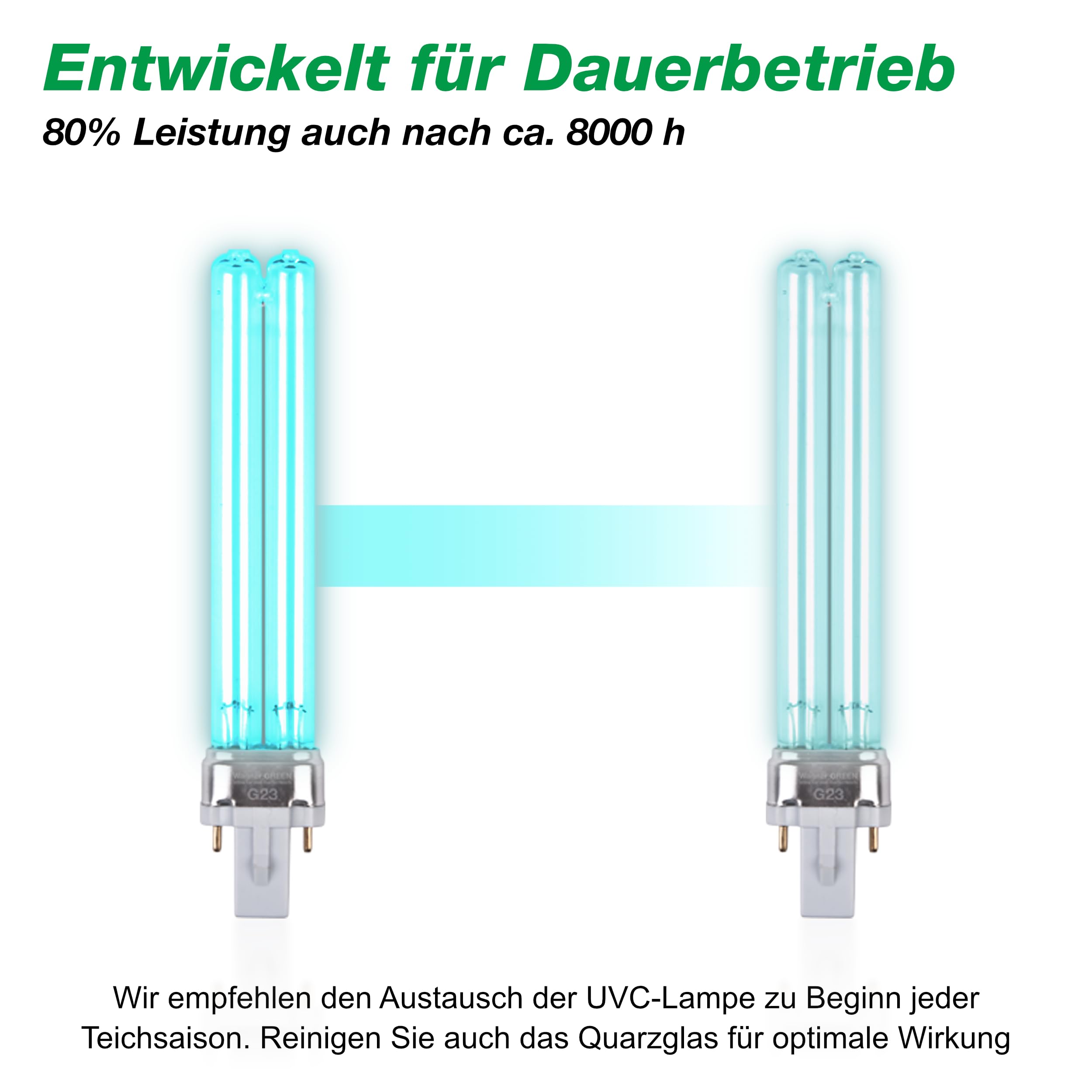 UVC Teichklärer | Desinfektion für klares Wasser im Teich | Wasserklärer ohne Chemie | UV-C Algenvernichter (7 Watt)